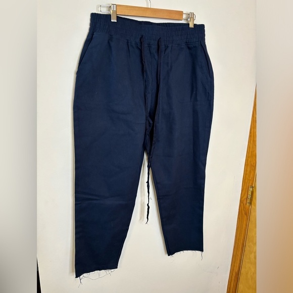NWT Area Stars Navy Blue Cotton Ali Utility Raw Hem Ankle Pants - Picture 2 of 8